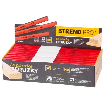 Ceruzka Strend Pro, tesárska, 250 mm, čierna tuha, hranatá, sellbox 72 ks