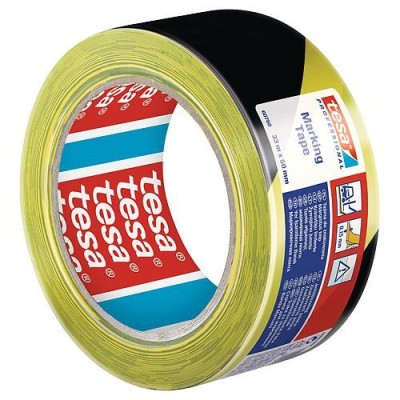 Páska tesa® PRO Marking, lepiaca, výstražná, žlto-čierna, 50 mm, L-33 m
