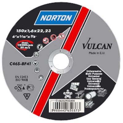 Kotúč NORTON Vulcan A 230x1,9x22 A46S-BF41, rezný na kov a nerez