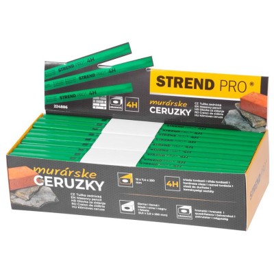 Ceruzka Strend Pro, murárska, 250 mm, čierna tuha, hranatá, na kameň, sellbox 72 ks