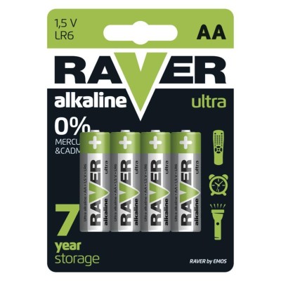 Batéria RAVER Ultra Alkaline, LR6, blister 4 ks AA tužka