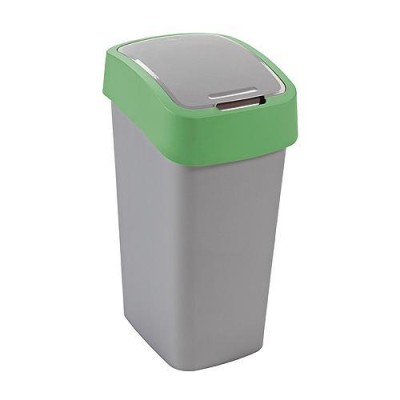 Kôš Curver® FLIP BIN 25L, šedostříbrná/zelená, na odpad