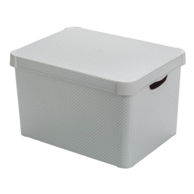 Box Curver® DECO STOCKHOLM L, Grey/dots, 40x25x30 cm