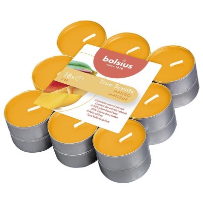 Sviečka bolsius Tealight True Scents, mango, bal. 18 ks