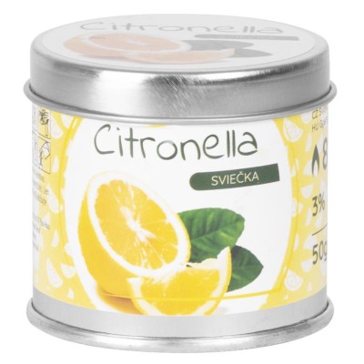 Sviečka Citronella 50 g, plechovka, bal. 12 ks, SellBox, 55x55 mm