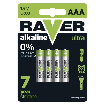 Batéria RAVER Ultra Alkaline, LR03, blister 4 ks AAA mikrotužka